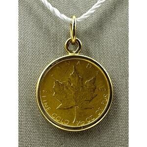 1/10thoz Canadian Maple Leaf Pendant in 14K Bezel (19174)